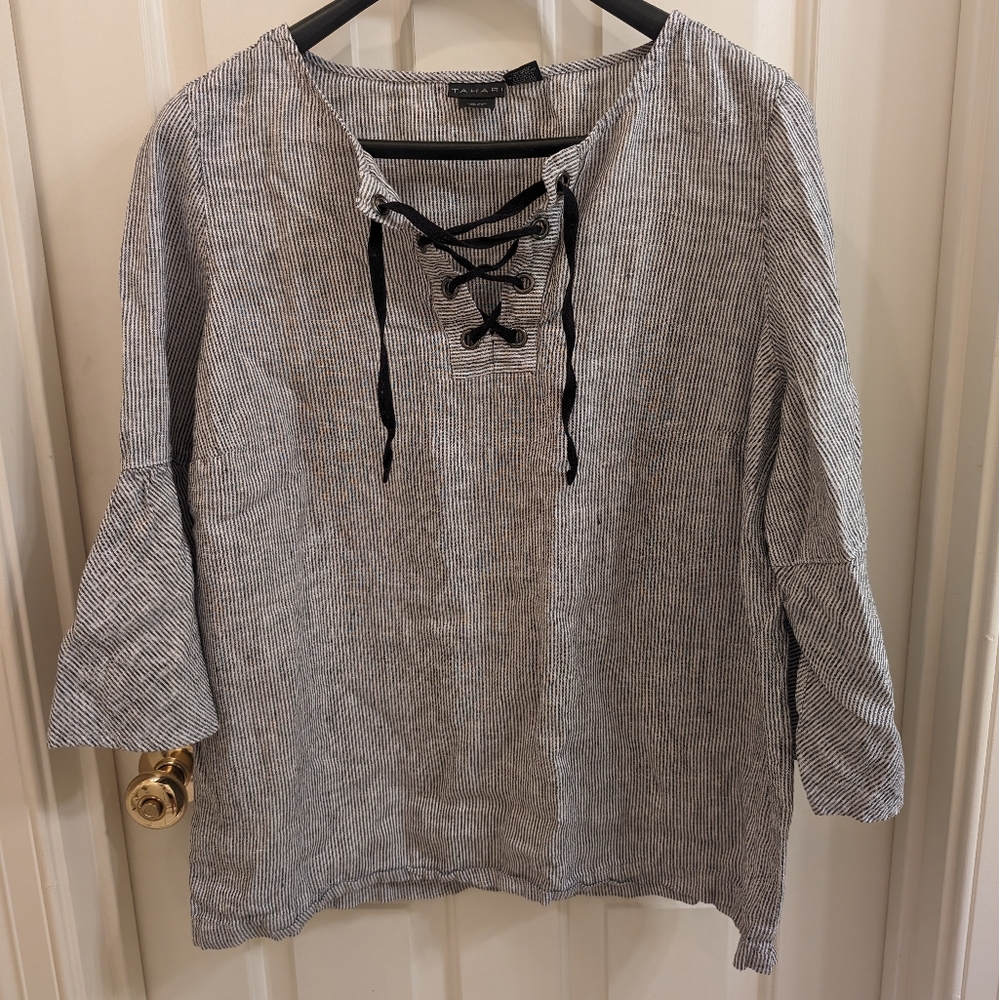 TAHARI Linen Top EUC